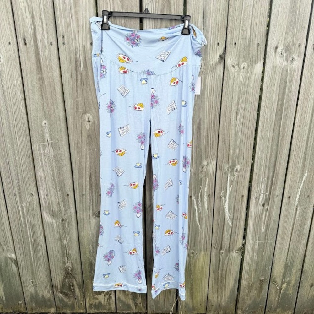 Maternity Pajamas Old Navy Sleep Pants L Blue Breakfast Slow Life Loungewear